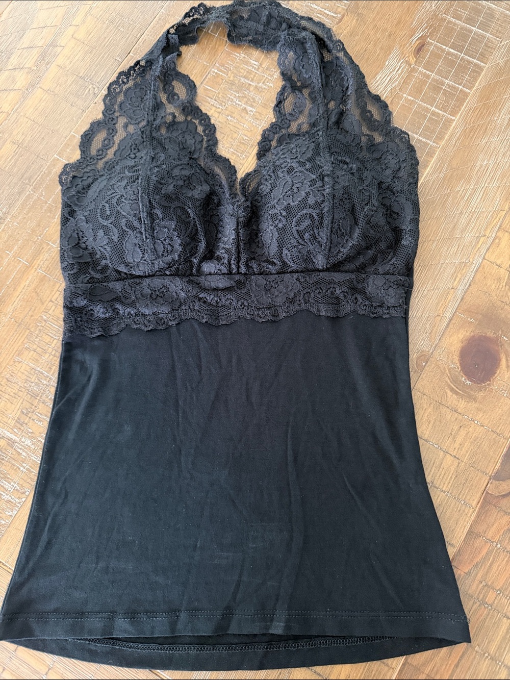 Women's Black Lace Halter Cami Tank Top